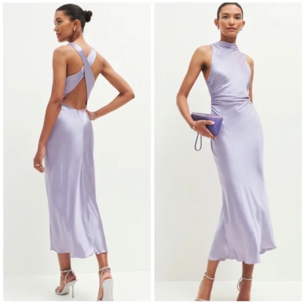 Reformation Purple Midi Dress with Elegant Design